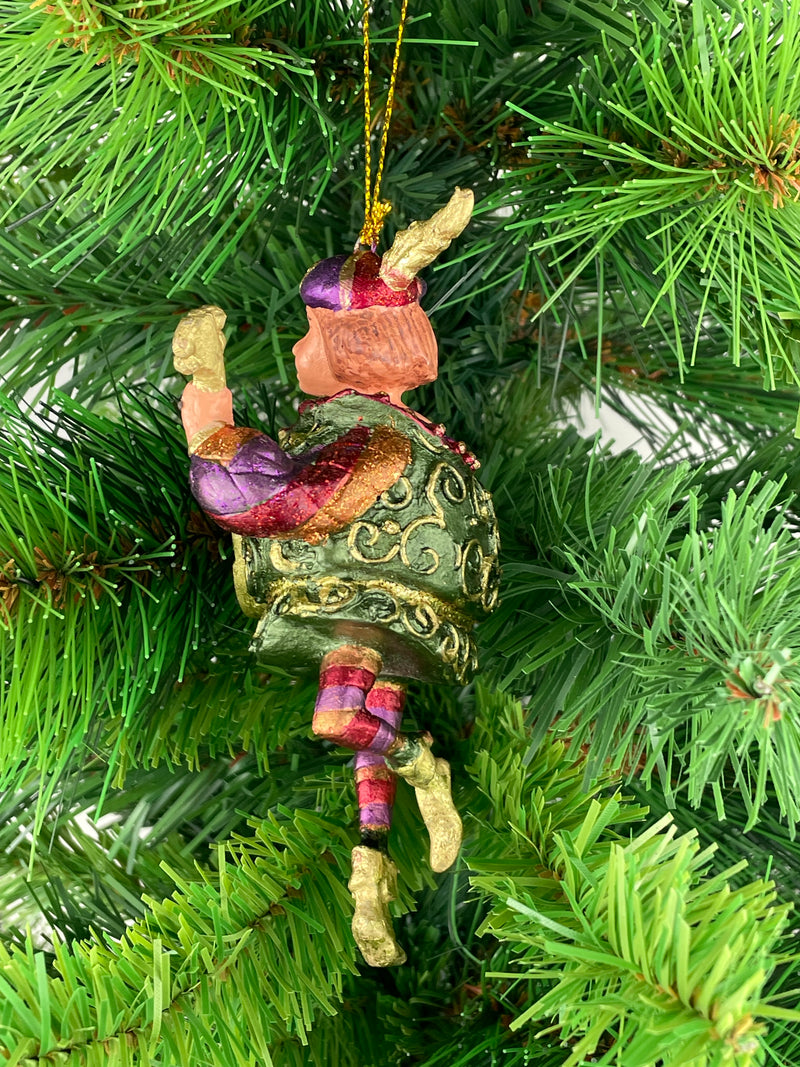 Christbaumschmuck Musiker mit Mandoline Deko Anzug mit Verzierungen grün rot lila gold 13cm