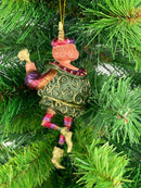Christbaumschmuck Musiker mit Mandoline Deko Anzug mit Verzierungen grün rot lila gold 13cm