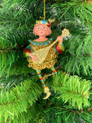 Christbaumschmuck Musiker mit Mandoline Deko Hänger mit Verzierungen türkis gold rot 13