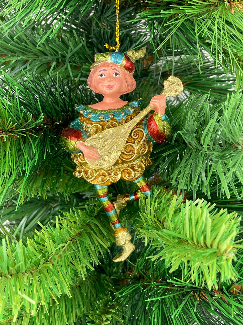 Christbaumschmuck Musiker mit Mandoline Deko Hänger mit Verzierungen türkis gold rot 13