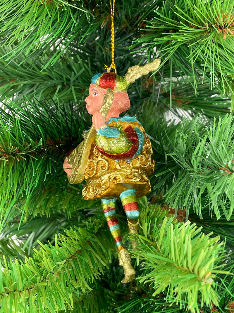Christbaumschmuck Musiker mit Mandoline Deko Hänger mit Verzierungen türkis gold rot 13