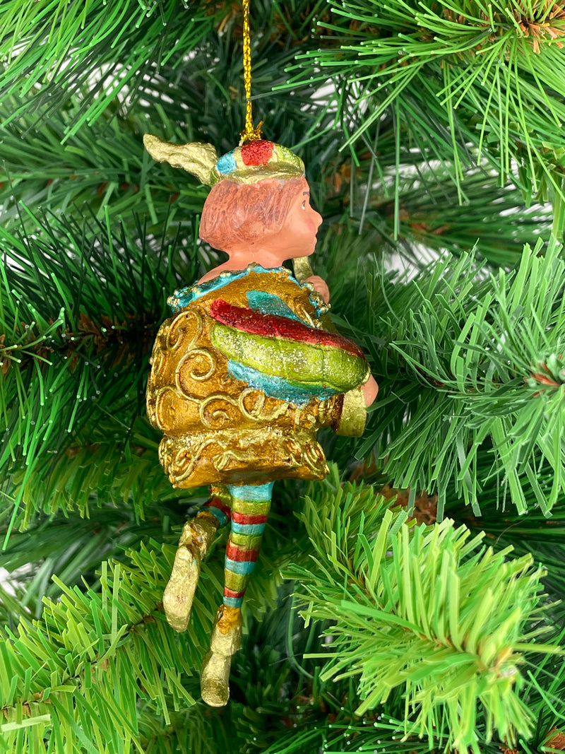 Christbaumschmuck Musiker mit Mandoline Deko Hänger mit Verzierungen türkis gold rot 13