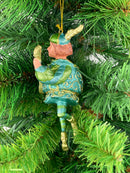 Christbaumschmuck Musiker mit Mandoline Deko mit Verzierungen grün gold 13cm