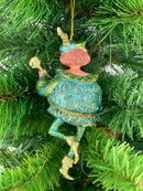 Christbaumschmuck Musiker mit Mandoline Deko mit Verzierungen grün gold 13cm