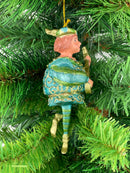 Christbaumschmuck Musiker mit Mandoline Deko mit Verzierungen grün gold 13cm