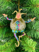 Christbaumschmuck Figur Harlekin Hofnarr Deko türkis rosa grün gold silber 13cm