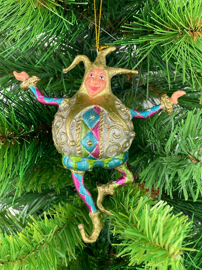 Christbaumschmuck Figur Harlekin Hofnarr Deko türkis rosa grün gold silber 13cm