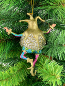 Christbaumschmuck Figur Harlekin Hofnarr Deko türkis rosa grün gold silber 13cm