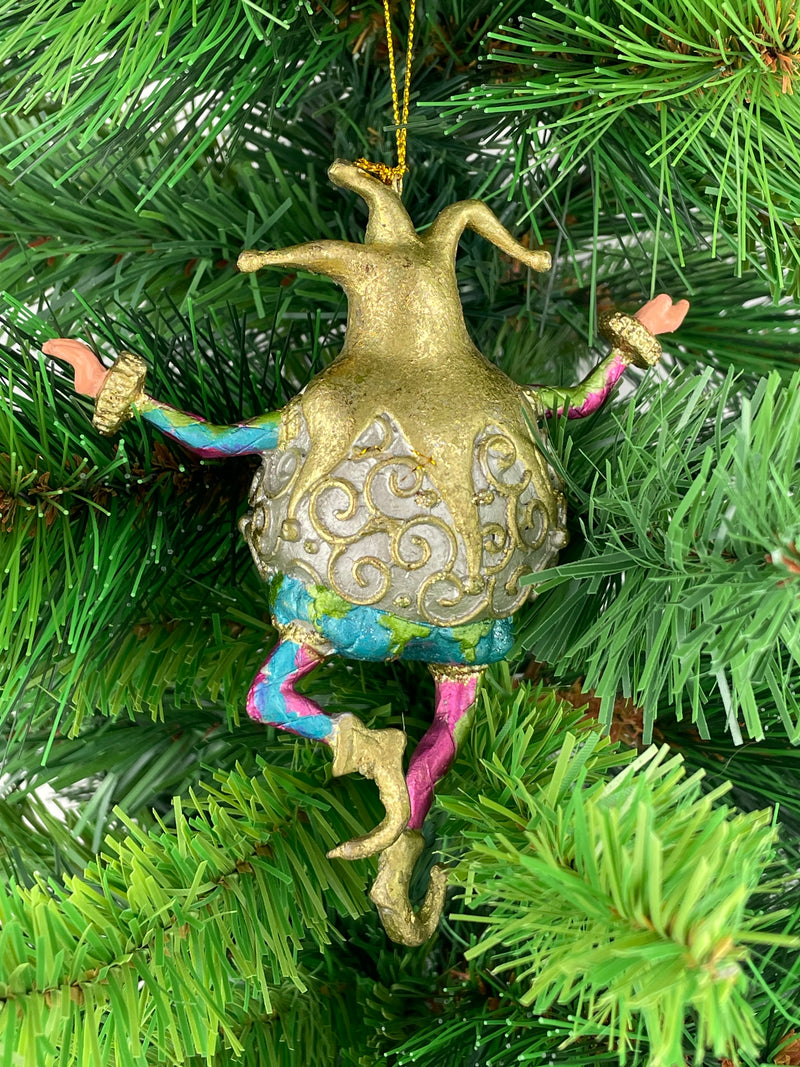 Christbaumschmuck Figur Harlekin Hofnarr Deko türkis rosa grün gold silber 13cm