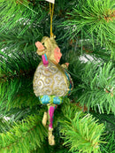 Christbaumschmuck Figur Harlekin Hofnarr Deko türkis rosa grün gold silber 13cm