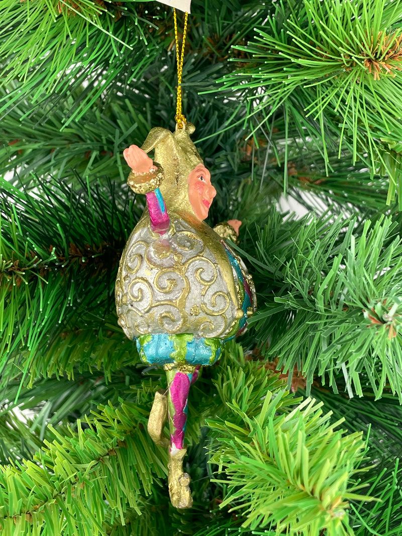Christbaumschmuck Figur Harlekin Hofnarr Deko türkis rosa grün gold silber 13cm