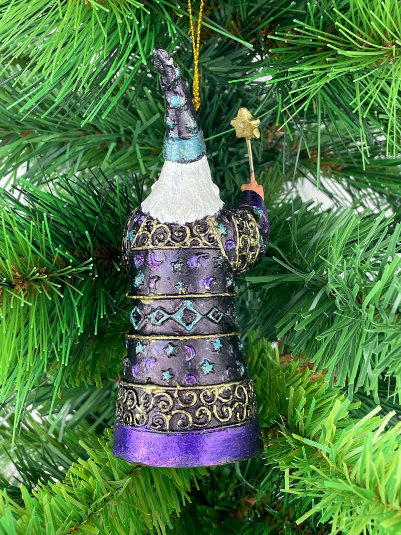 Zauberer Hexer Weihnachten Baumschmuck Figur Deko Hänger Christbaumschmuck 12 cm blau-lila