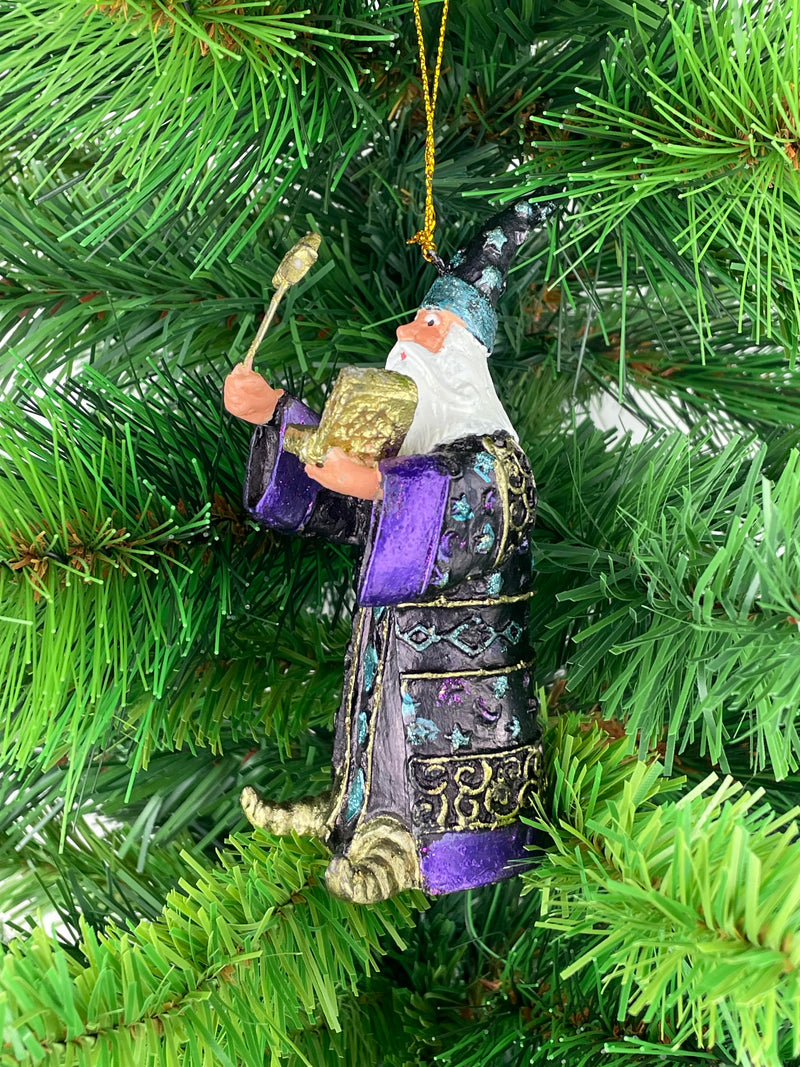 Zauberer Hexer Weihnachten Baumschmuck Figur Deko Hänger Christbaumschmuck 12 cm blau-lila