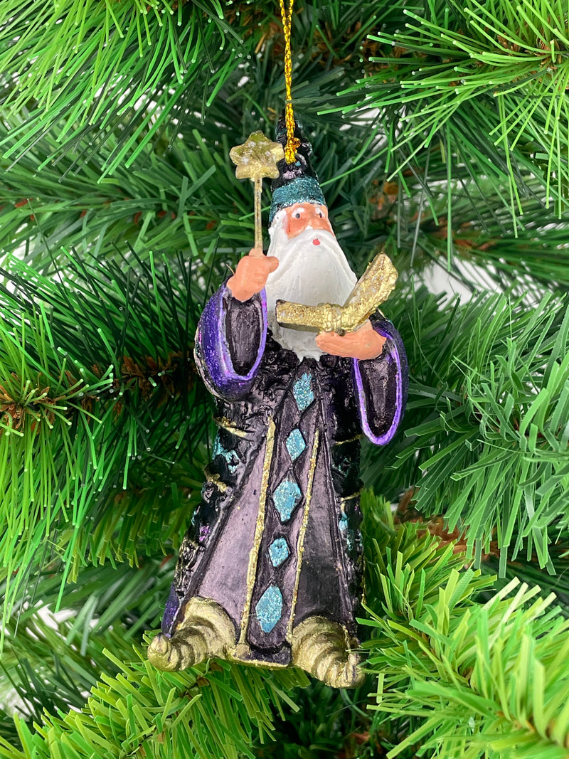 Zauberer Hexer Weihnachten Baumschmuck Figur Deko Hänger Christbaumschmuck 12 cm blau-lila