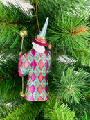 Zauberer Hexer Weihnachten Baumschmuck Figur Deko Hänger Christbaumschmuck 12 cm türkis-pink