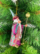 Zauberer Hexer Weihnachten Baumschmuck Figur Deko Hänger Christbaumschmuck 12 cm türkis-pink
