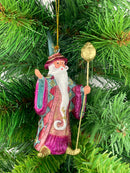 Zauberer Hexer Weihnachten Baumschmuck Figur Deko Hänger Christbaumschmuck 12 cm türkis-pink