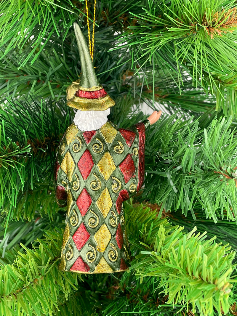 Zauberer Hexer Weihnachten Baumschmuck Figur Deko Hänger Christbaumschmuck 12 cm grün-rot