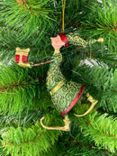 Christbaumschmuck Figur Gabenträger Hänger Baumschmuck grün-gold-rot 13 cm