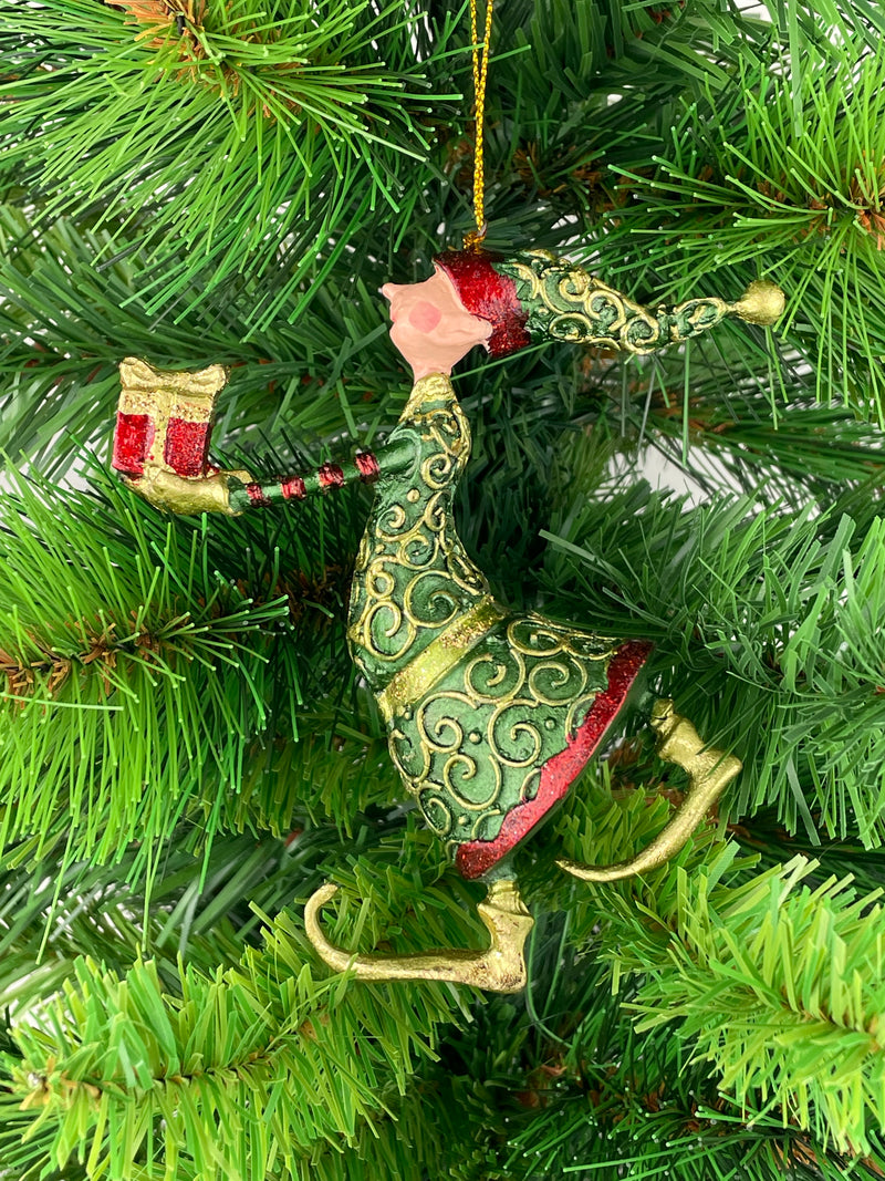 Christbaumschmuck Figur Gabenträger Hänger Baumschmuck grün-gold-rot 13 cm