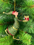Christbaumschmuck Figur Gabenträger Hänger Baumschmuck grün-gold-rot 13 cm