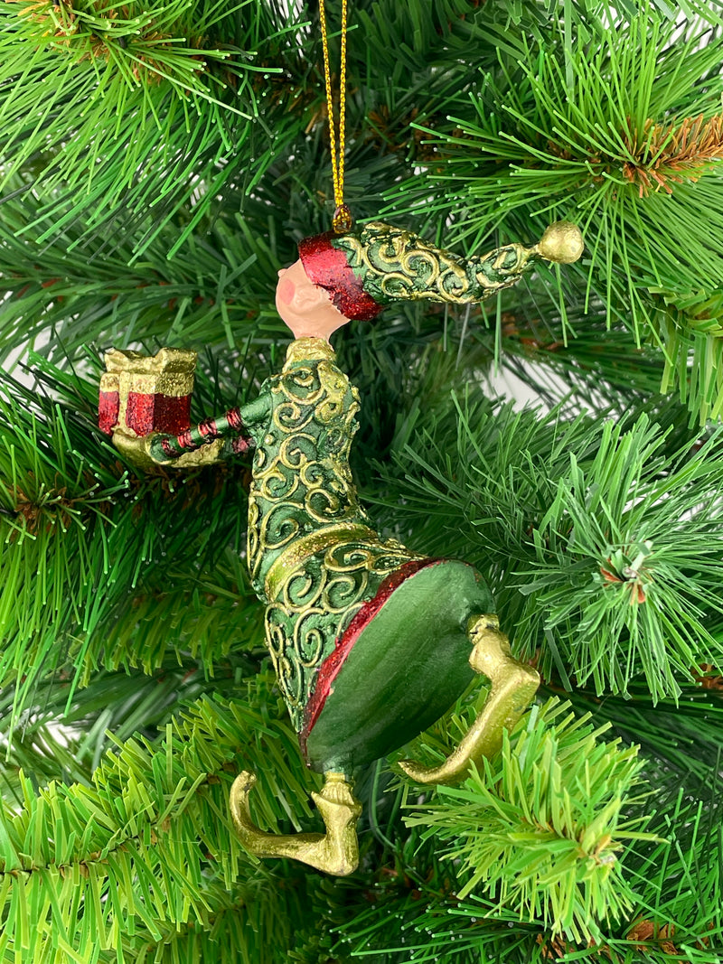 Christbaumschmuck Figur Gabenträger Hänger Baumschmuck grün-gold-rot 13 cm