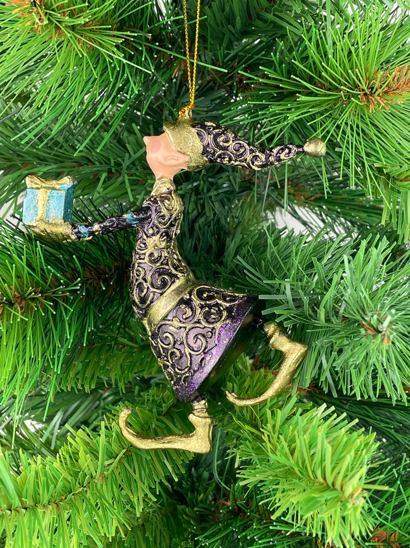Christbaumschmuck Figur Gabenträger Hänger Baumschmuck violett-gold 13 cm