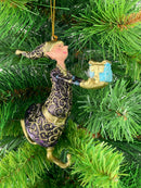 Christbaumschmuck Figur Gabenträger Hänger Baumschmuck violett-gold 13 cm