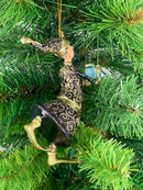 Christbaumschmuck Figur Gabenträger Hänger Baumschmuck violett-gold 13 cm