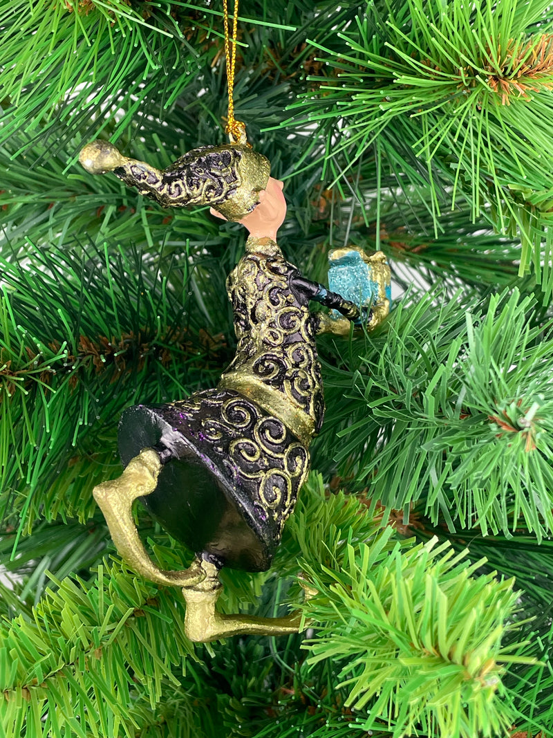 Christbaumschmuck Figur Gabenträger Hänger Baumschmuck violett-gold 13 cm