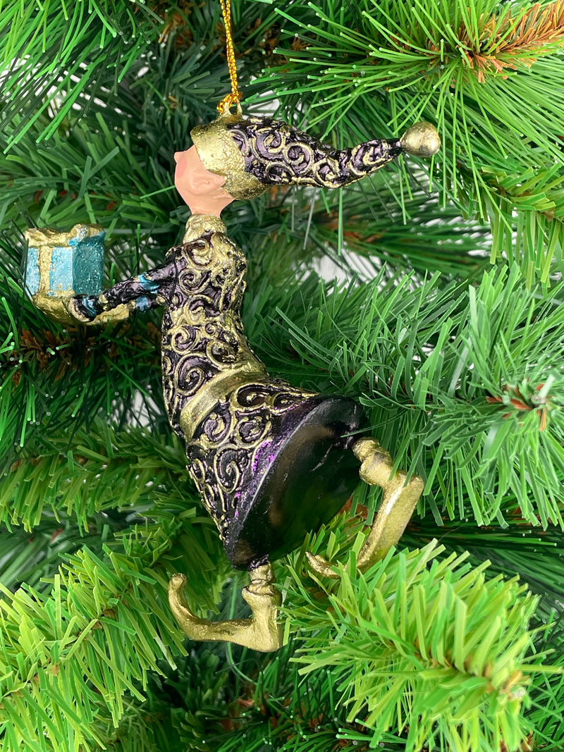 Christbaumschmuck Figur Gabenträger Hänger Baumschmuck violett-gold 13 cm