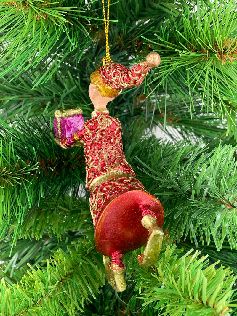 Christbaumschmuck Figur Gabenträger Hänger Baumschmuck rot-gold 13 cm