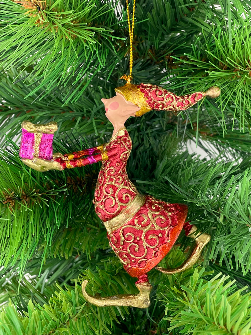 Christbaumschmuck Figur Gabenträger Hänger Baumschmuck rot-gold 13 cm