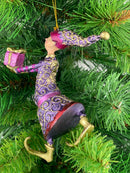 Christbaumschmuck Figur Gabenträger Hänger Baumschmuck lila-gold 13 cm