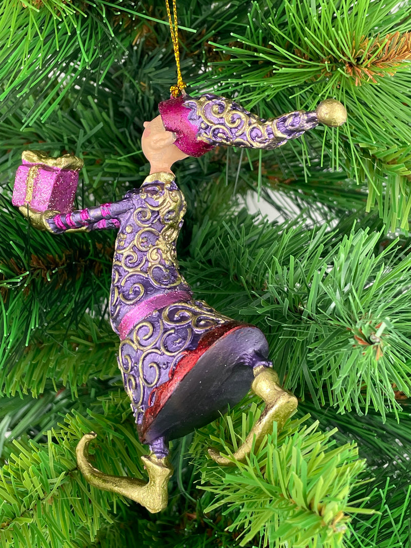 Christbaumschmuck Figur Gabenträger Hänger Baumschmuck lila-gold 13 cm