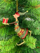 Christbaumschmuck Figur Gabenträger Hänger Baumschmuck grün-rot-gold 13 cm