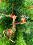 Christbaumschmuck Figur Gabenträger Hänger Baumschmuck grün-rot-gold 13 cm