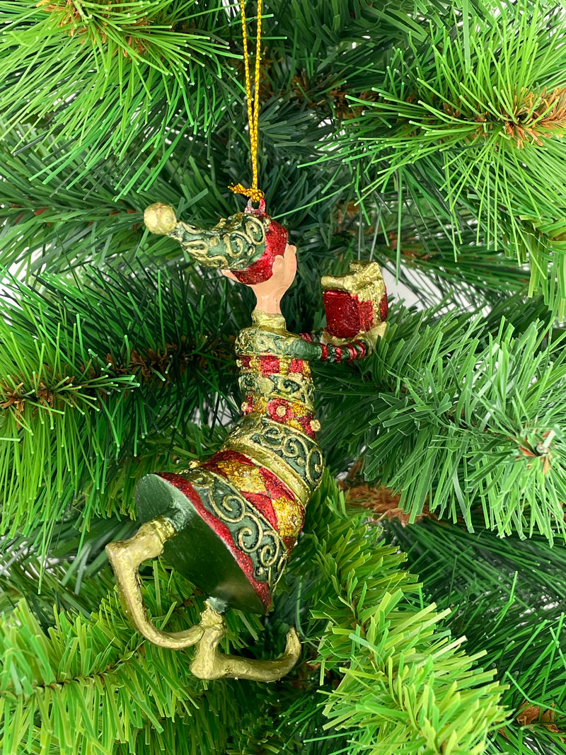 Christbaumschmuck Figur Gabenträger Hänger Baumschmuck grün-rot-gold 13 cm