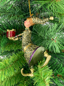 Christbaumschmuck Figur Gabenträger Hänger Baumschmuck grün-lila-gold 13 cm