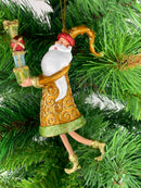 Christbaumschmuck Figur Weihnachtsmann Gabenträger Hänger braun-gold 15 cm