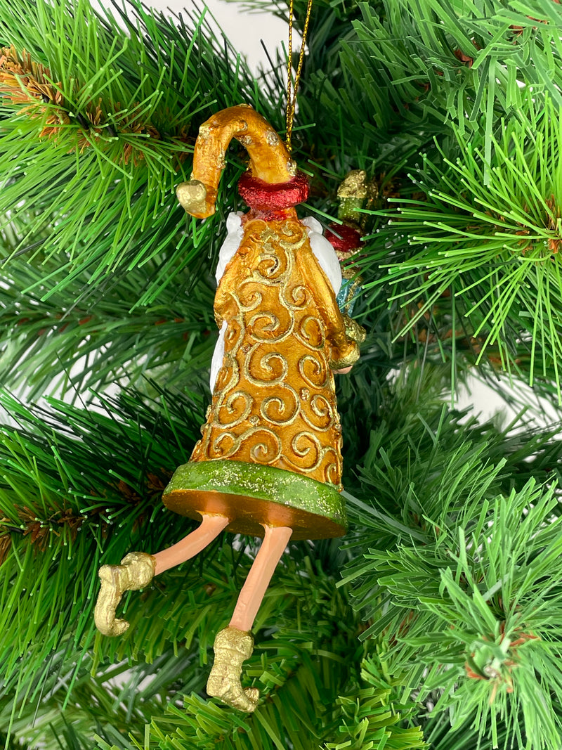Christbaumschmuck Figur Weihnachtsmann Gabenträger Hänger braun-gold 15 cm