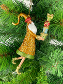 Christbaumschmuck Figur Weihnachtsmann Gabenträger Hänger braun-gold 15 cm
