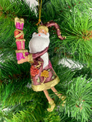 Christbaumschmuck Figur Weihnachtsmann Gabenträger Hänger weinrot-grün-gold 14 cm
