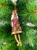 Christbaumschmuck Figur Weihnachtsmann Gabenträger Hänger weinrot-grün-gold 14 cm