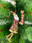 Christbaumschmuck Figur Weihnachtsmann Gabenträger Hänger weinrot-grün-gold 14 cm