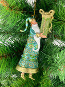 Christbaumschmuck Figur Weihnachtsmann Gabenträger Hänger grün-türkis-gold 14 cm