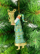 Christbaumschmuck Figur Weihnachtsmann Gabenträger Hänger grün-türkis-gold 14 cm