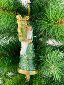 Christbaumschmuck Figur Weihnachtsmann Gabenträger Hänger grün-türkis-gold 14 cm