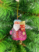 Kleiner Weihnachtsmann mit Geschenken weinrot Deko Hänger handbemalt Weihnachten Christbaumschmuck 7 cm