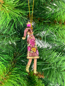 Kleiner Gabenträger Weihnachtsmann mit Geschenk mini Weihnachten Deko Hänger Christbaumschmuck 8 cm rot-grün